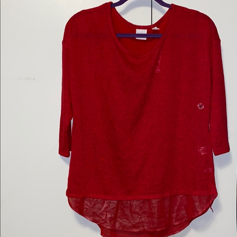 Red knitted blouse